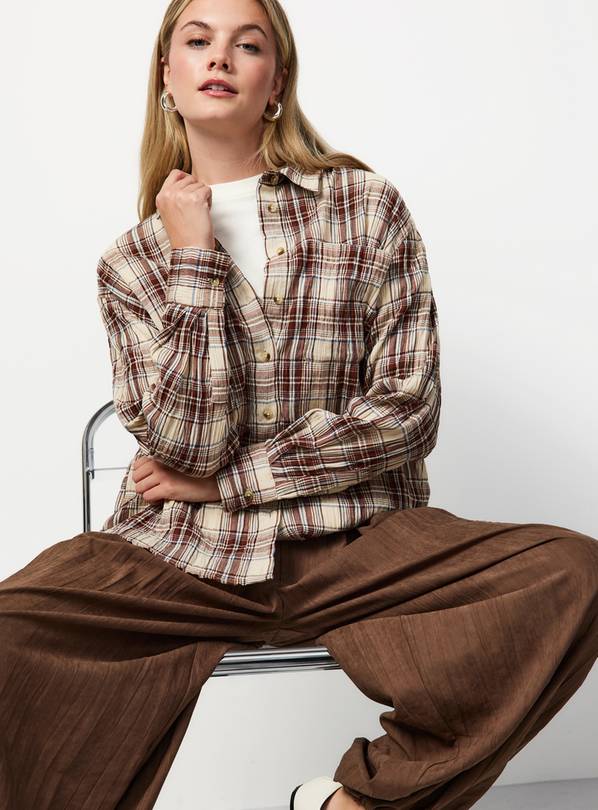 Brown Checked Long Sleeve Shirt 12
